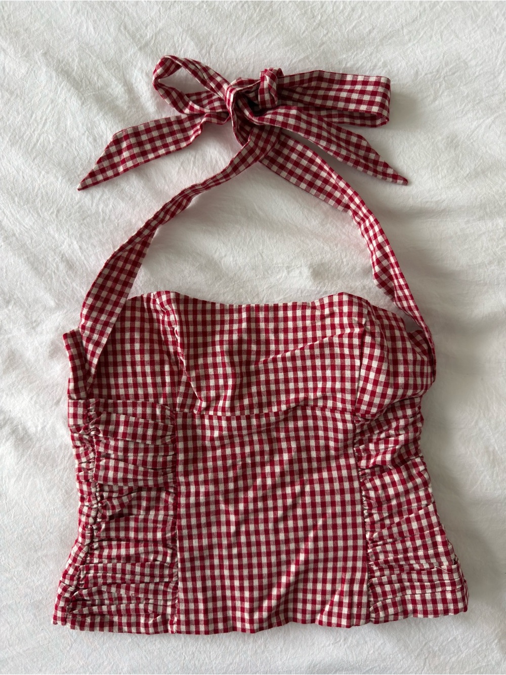Princess Polly West Coast Love Halter Top Red Gingham